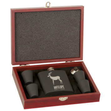 Rosewood Box Flask Shot Glasses
