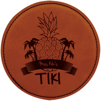 Rawhide Leatherette Round Coaster