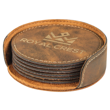 RUSTIC Round Set Leatherette Coasters