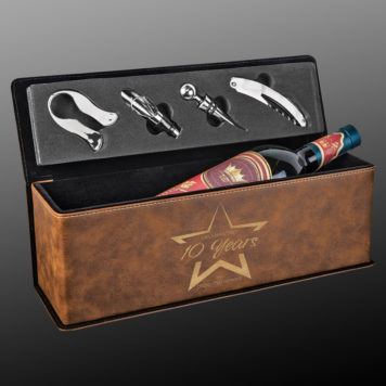 Rustic Leatherette Wine Box with Tools