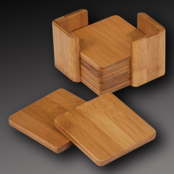 square bamboo coaster set 4