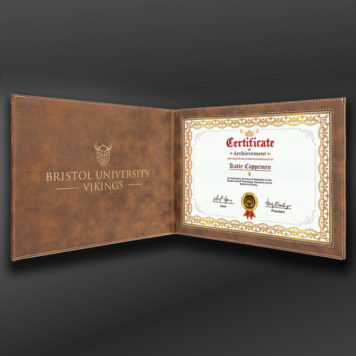 Rustic Leatherette Folding Certificate Holder