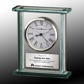 Howard Miller Cooper Table Clock Jade glass elegant clock with roman numerals