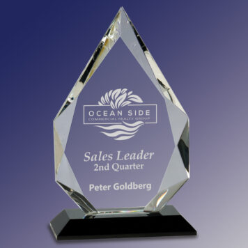 Apex Diamond crystal award on black pedestal base