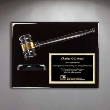 Brisbane Black Piano Finish Gavel Plaque 9x12