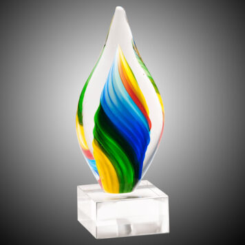 rainbow flame art glass award. also called a pregnant rainbow twist.