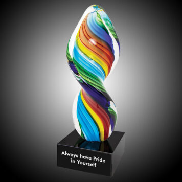 Rainbow Twist Art Glass Award for Recognition trophy